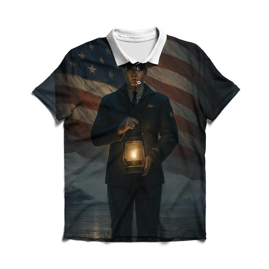 Liberty Lantern Over The Silent Deck embroidered polo tops