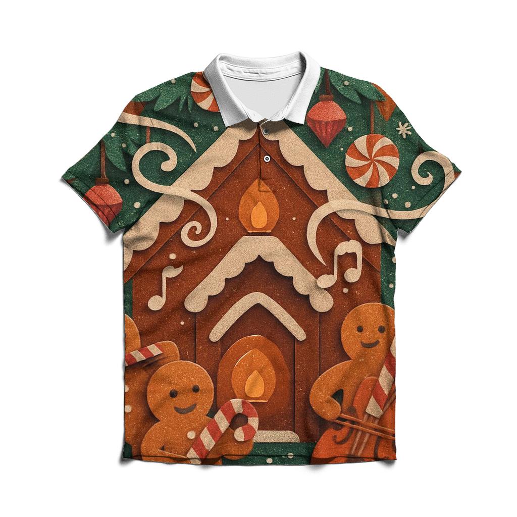 Gingerbread Cabin Blizzard Orchestra premium cotton polo shirts