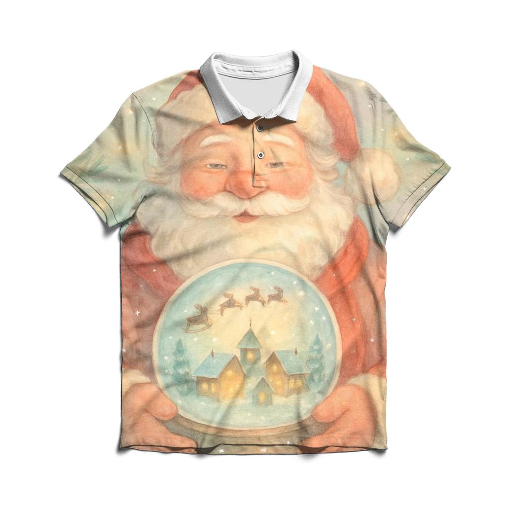 Snowglobe Storybook Santa classic pique polos