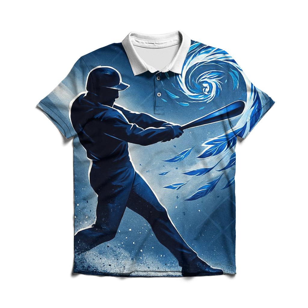 Bat Swing With Blue Jays Feather Vortex classic pique polos