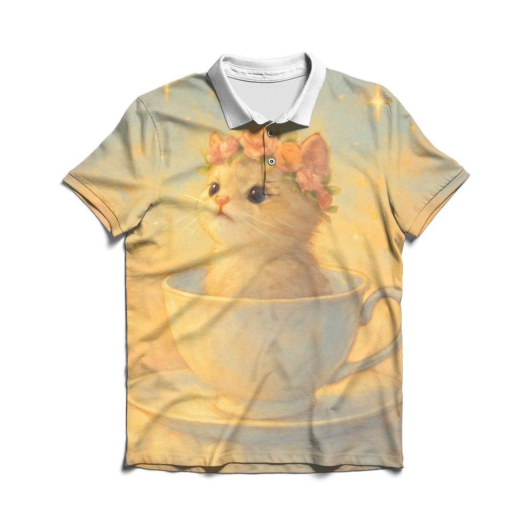 Sunrise Teacup Stargazer Kitten custom polo shirts