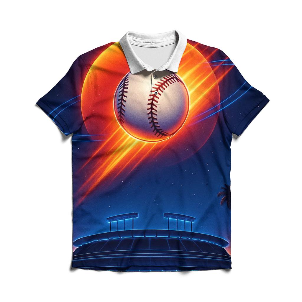 Sunset Orbit Baseball Burst embroidered polo tops