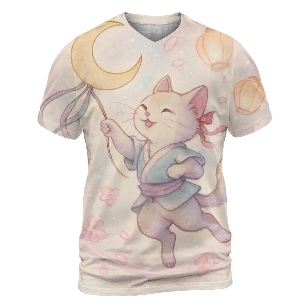 Lunar Kite Festival Cat artistic all-over print tops