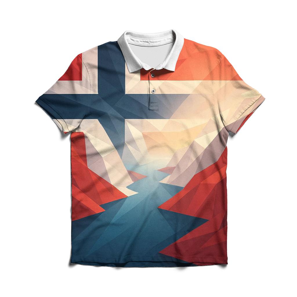 Norway Geometric Fjord Fusion premium cotton polo shirts