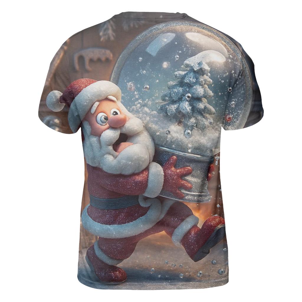 Santa Snow Globe Workshop Spill artistic all-over print tops