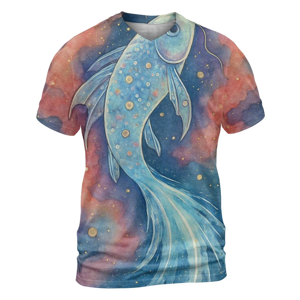 Crystal Comet Koi artistic all-over print tops