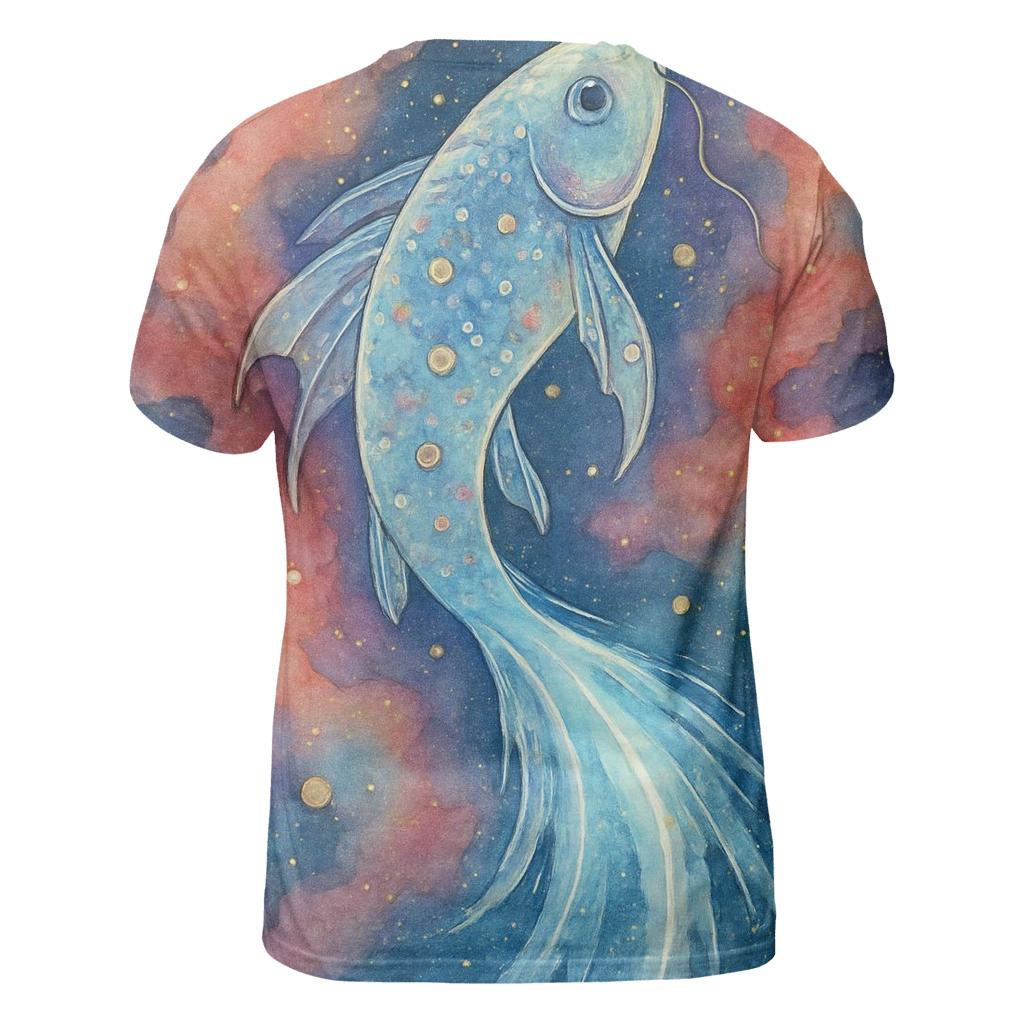 Crystal Comet Koi artistic all-over print tops