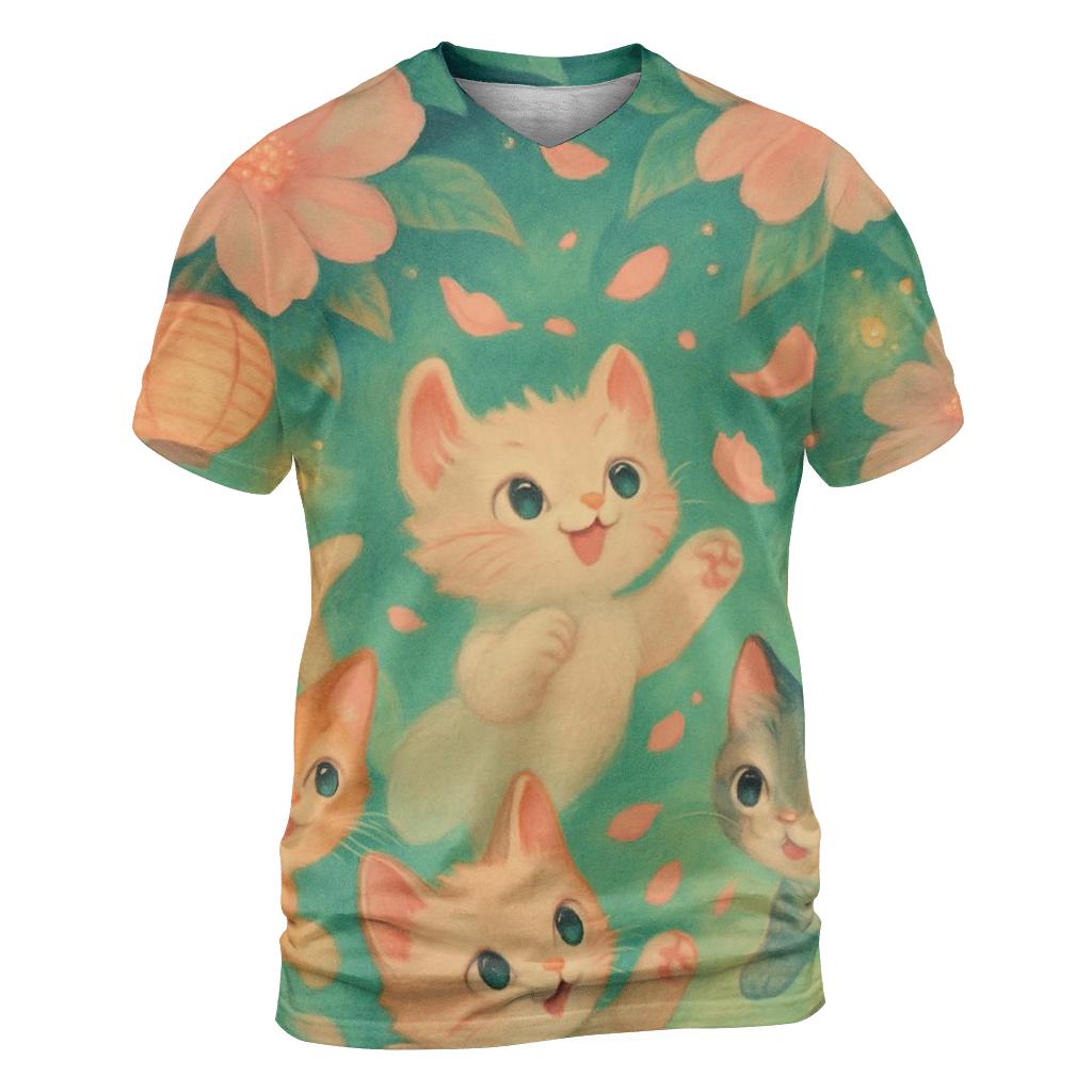 Lantern Garden Kittens In Bloom Mist creative print fashion shirts