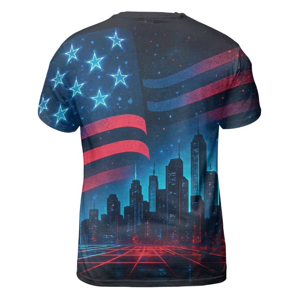 Neon Skyline Flagwave unique graphic print tees