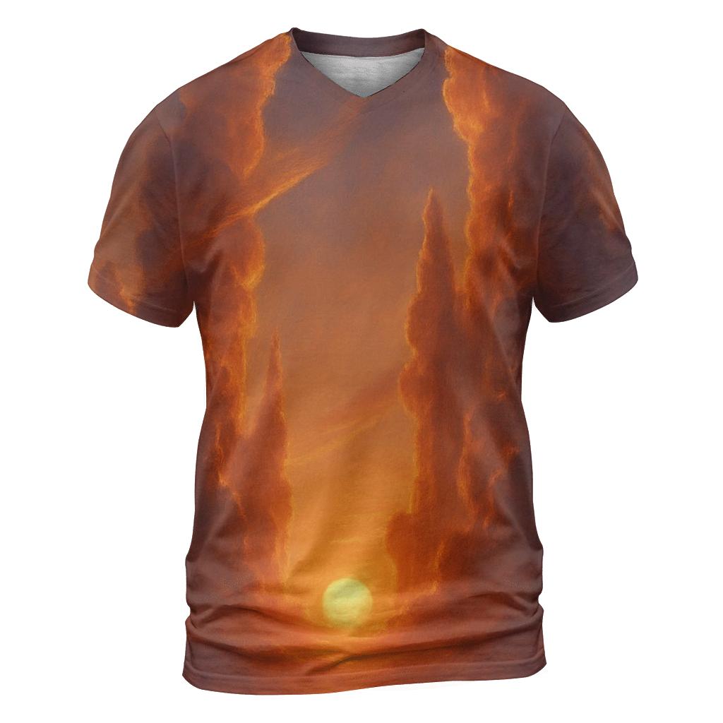 Cathedral Clouds At Emberfall artistic all-over print tops