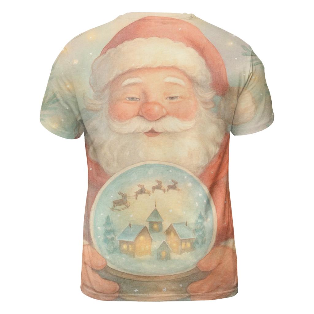 Snowglobe Storybook Santa unique graphic print tees