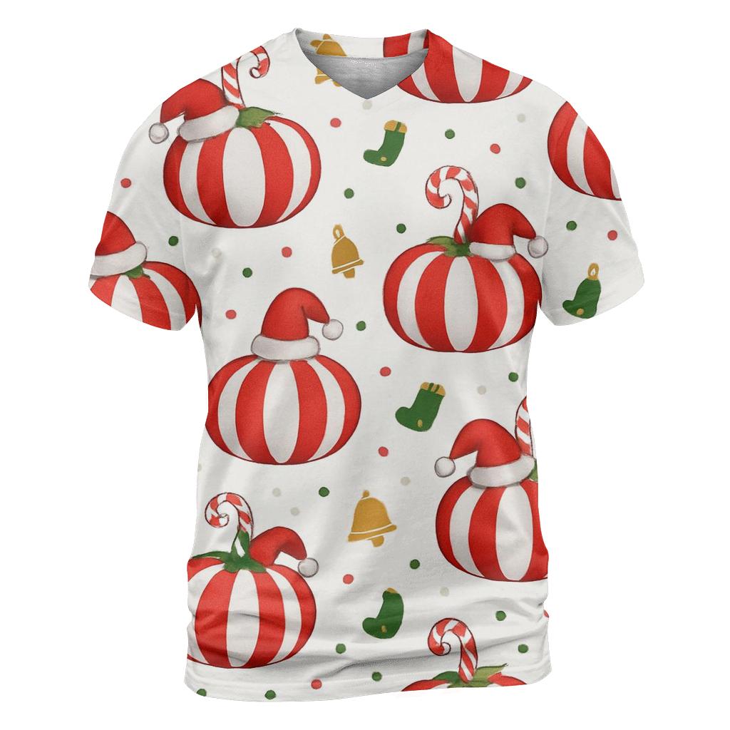 Candy Cane Stripe Pumpkins Scatter On White Background unique graphic print tees