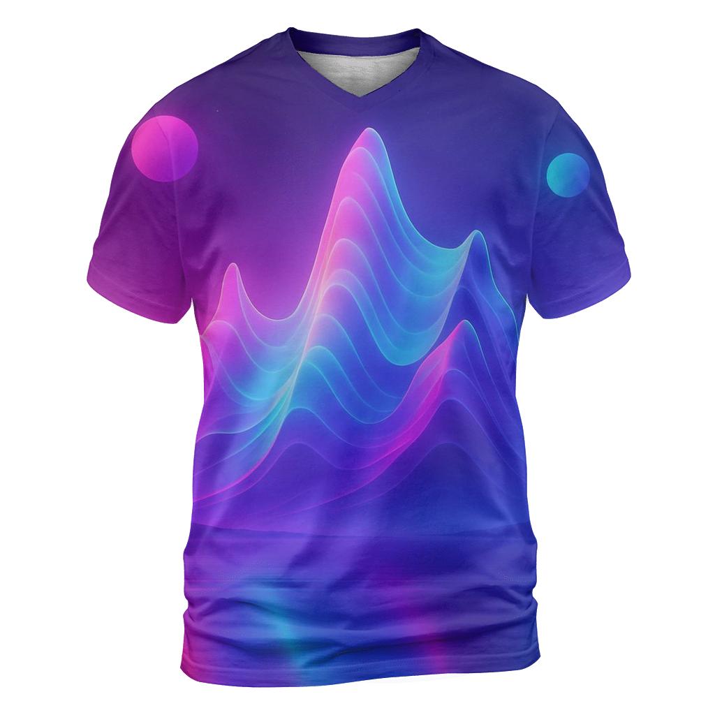 Neon Atlas Drift artistic all-over print tops