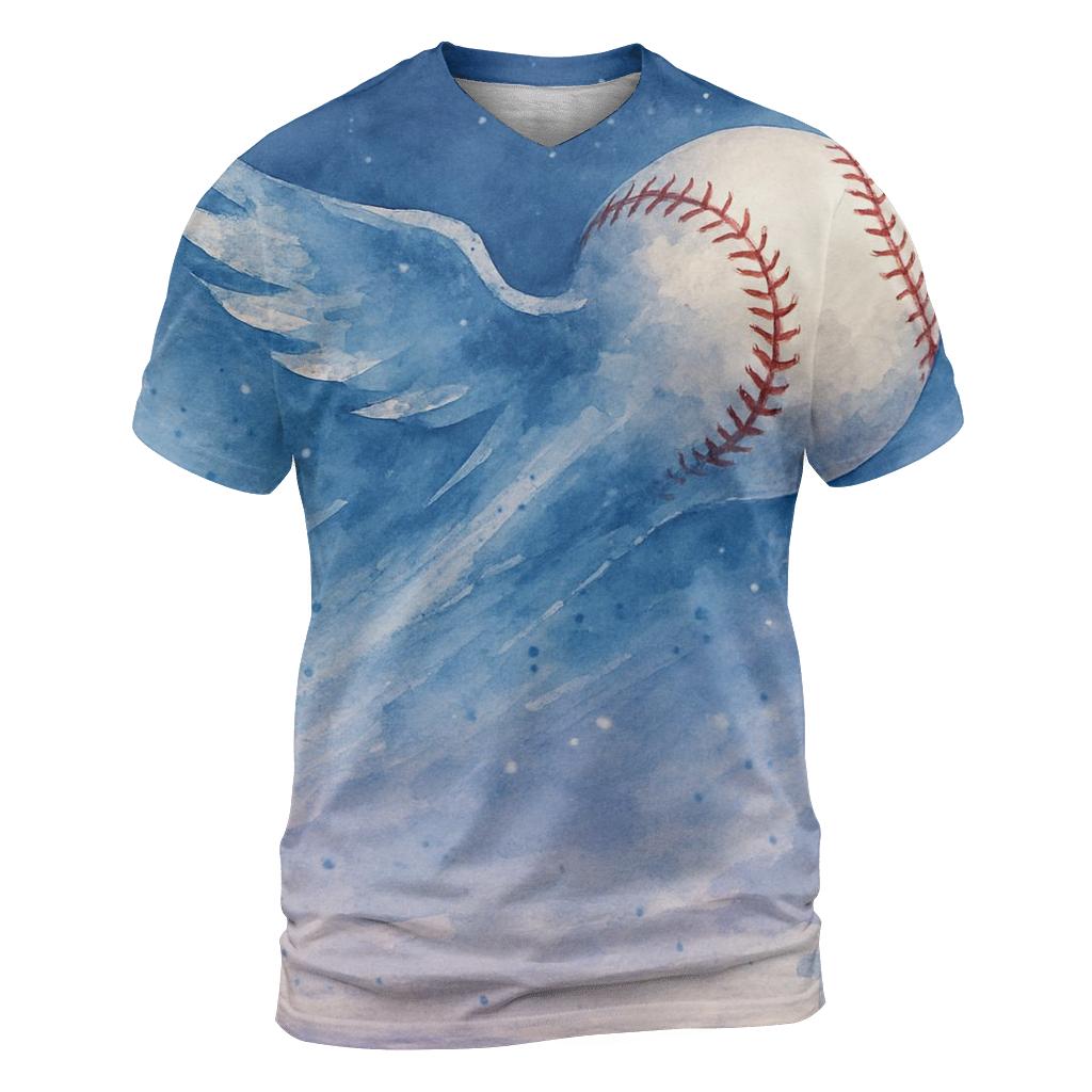 Blue Jays Comet Ball Over Wing Shaped Clouds statement graphic shirts