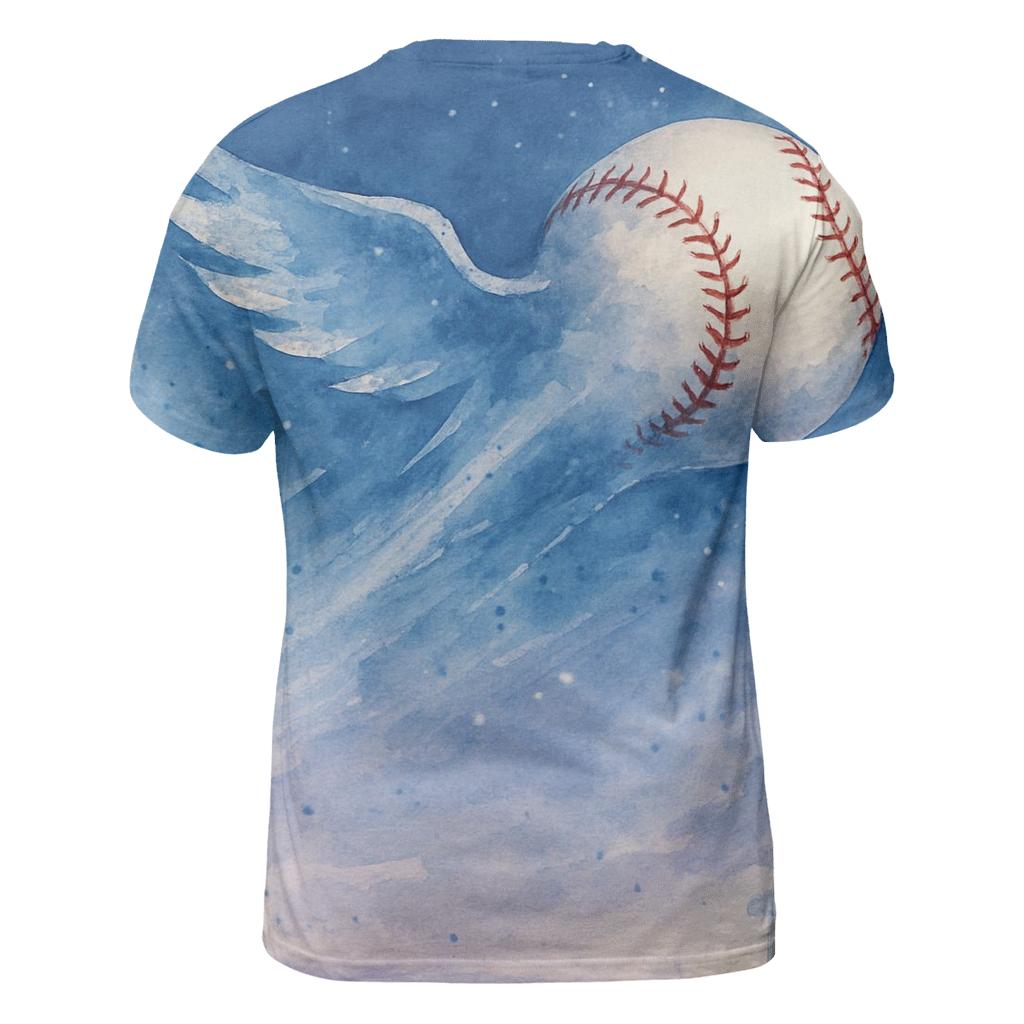 Blue Jays Comet Ball Over Wing Shaped Clouds statement graphic shirts