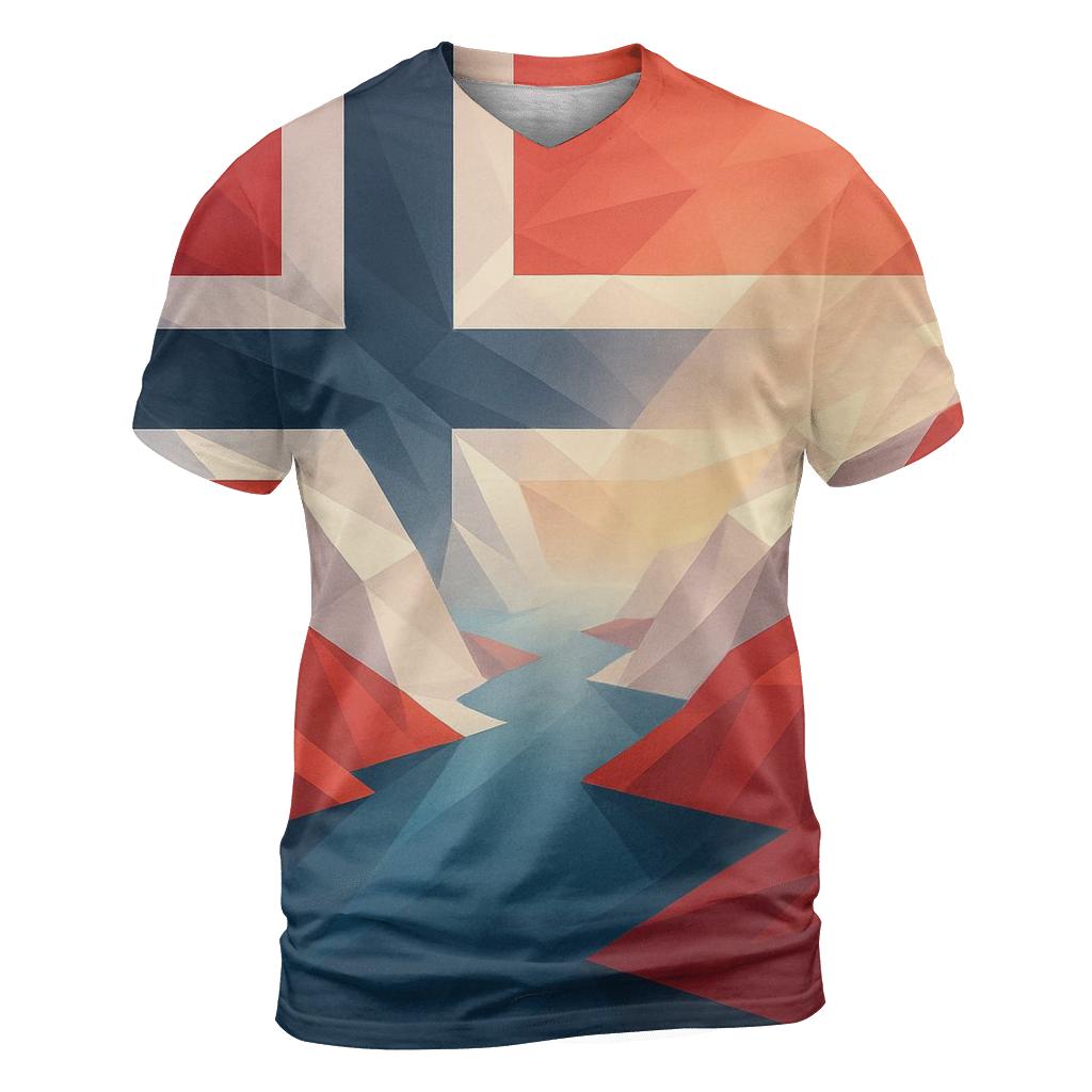 Norway Geometric Fjord Fusion creative print fashion shirts