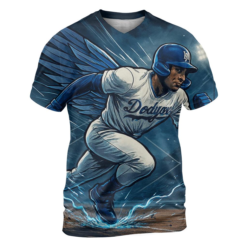 Winged Speed Runner In Blue Storm trendy printed shirt styles