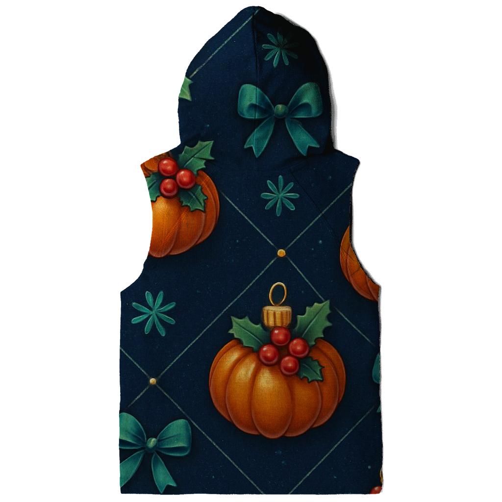 Emerald Holly Pumpkin Ornament Lattice On Navy Background designer hoodies