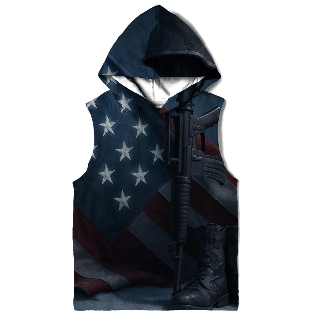 Steel Cross And Folded Flag In Moonlit Snow hoodie designs