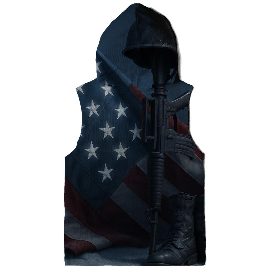 Steel Cross And Folded Flag In Moonlit Snow hoodie designs