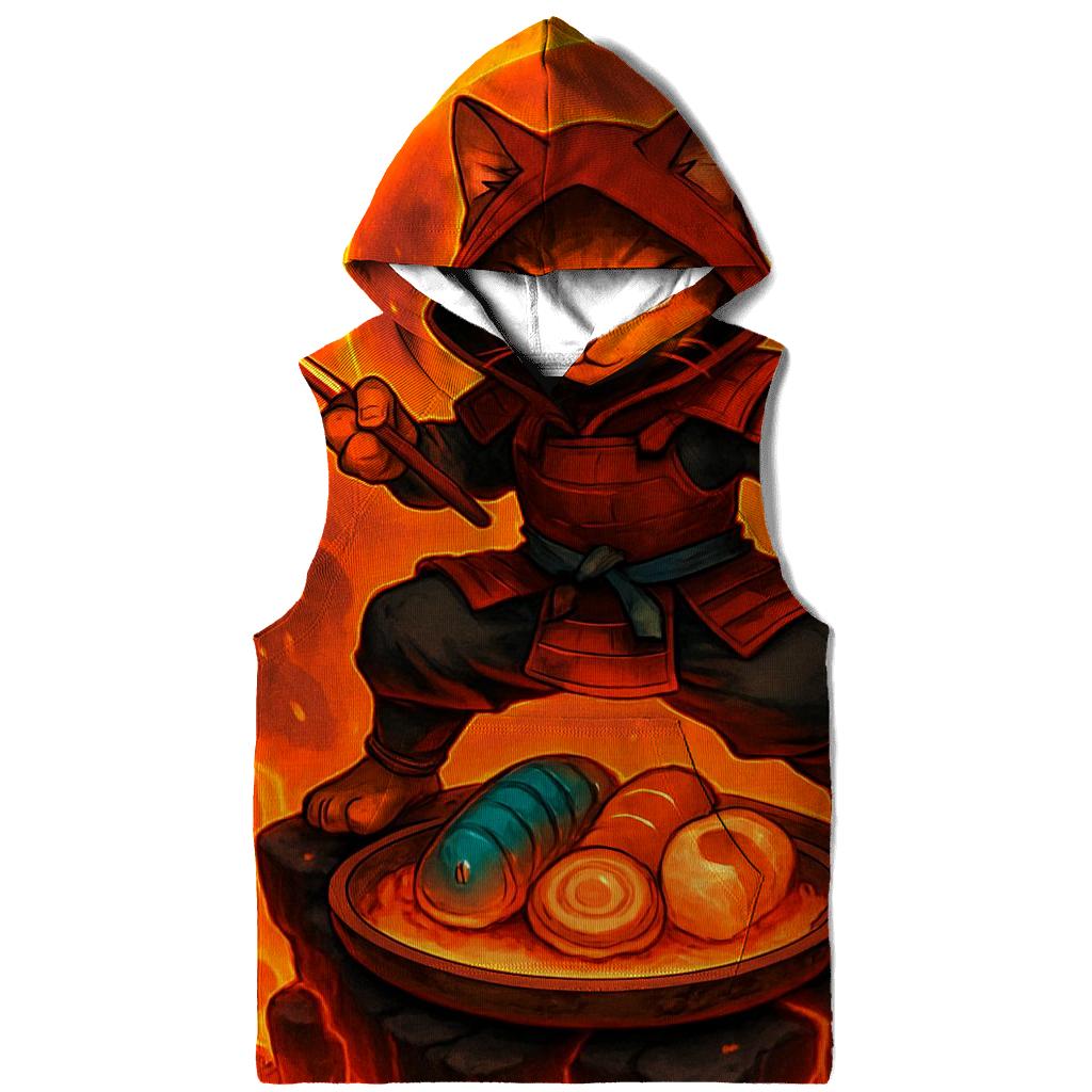 Volcanic Sushi Samurai Cat lightweight hoodies