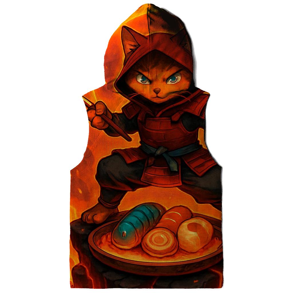 Volcanic Sushi Samurai Cat lightweight hoodies