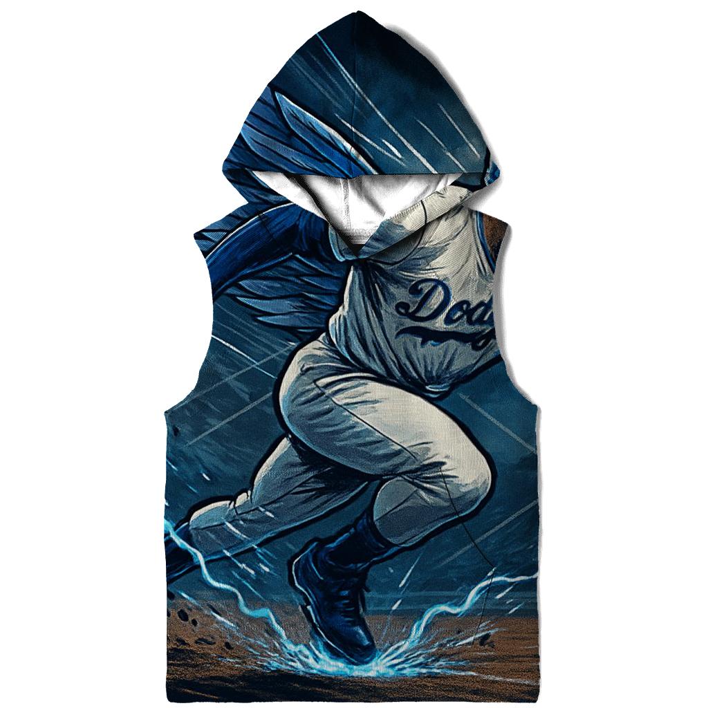 Winged Speed Runner In Blue Storm graphic hoodies