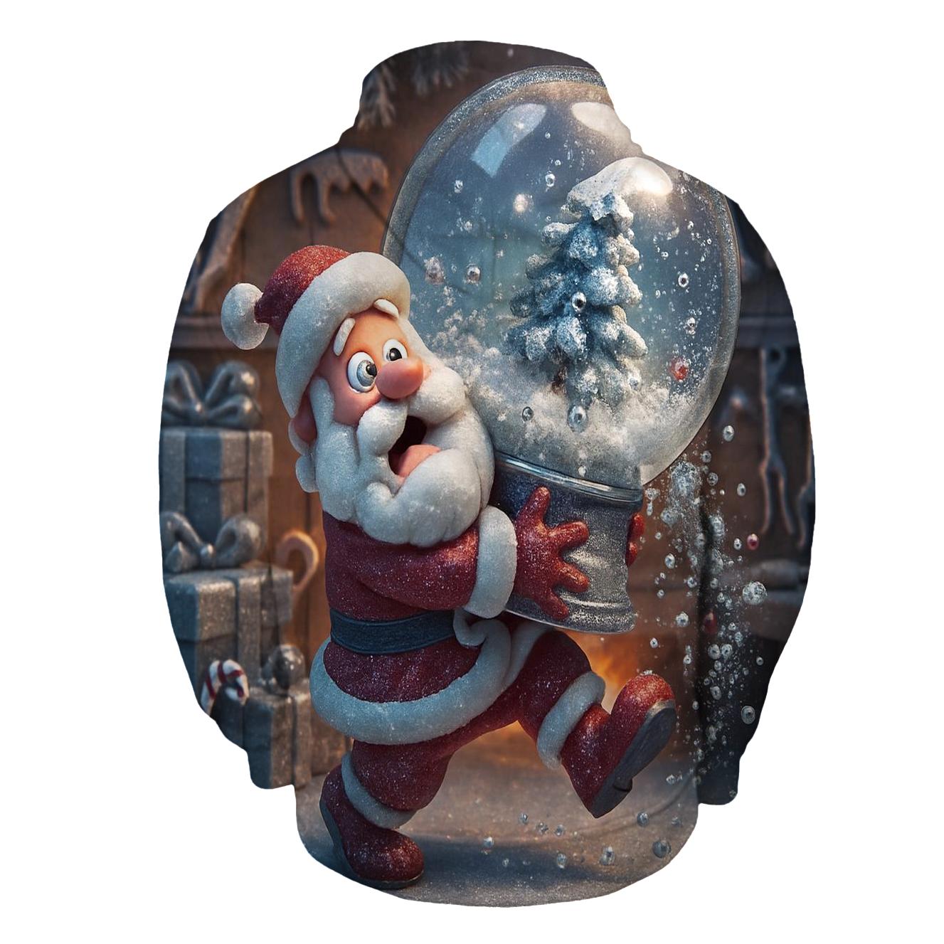 Santa Snow Globe Workshop Spill designer hoodies