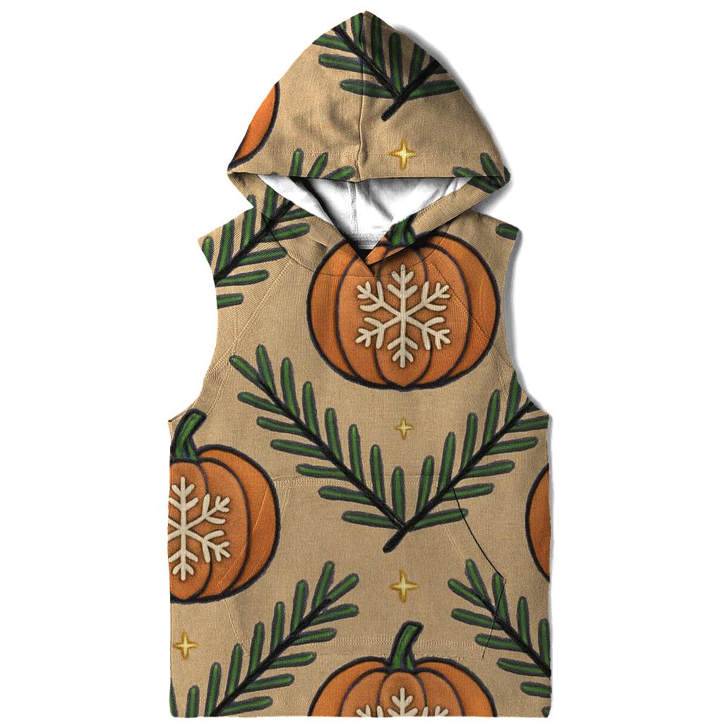 Nordic Snowflake Pumpkin Chevron On Beige Background zip-up hoodies