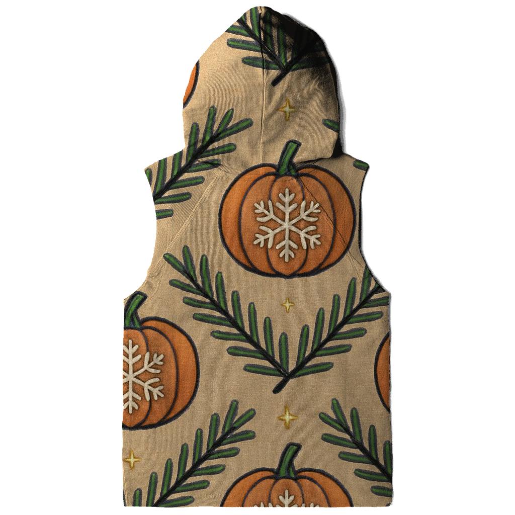 Nordic Snowflake Pumpkin Chevron On Beige Background zip-up hoodies