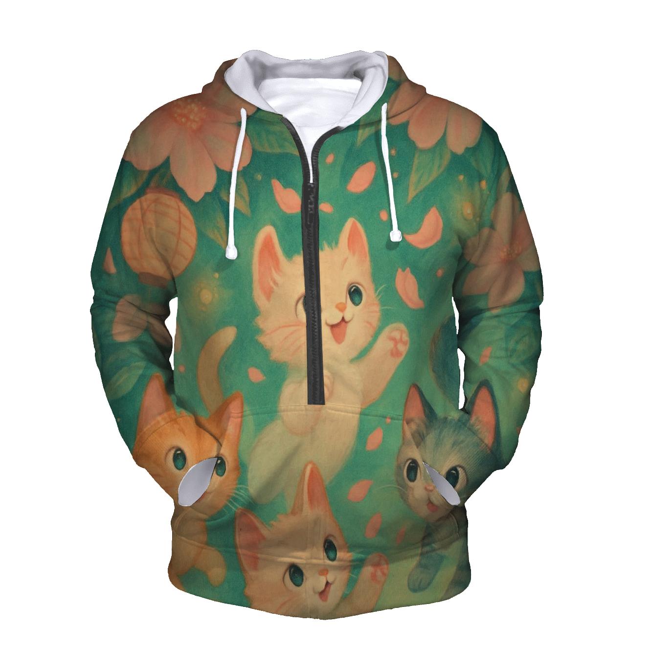 Lantern Garden Kittens In Bloom Mist printed hoodies
