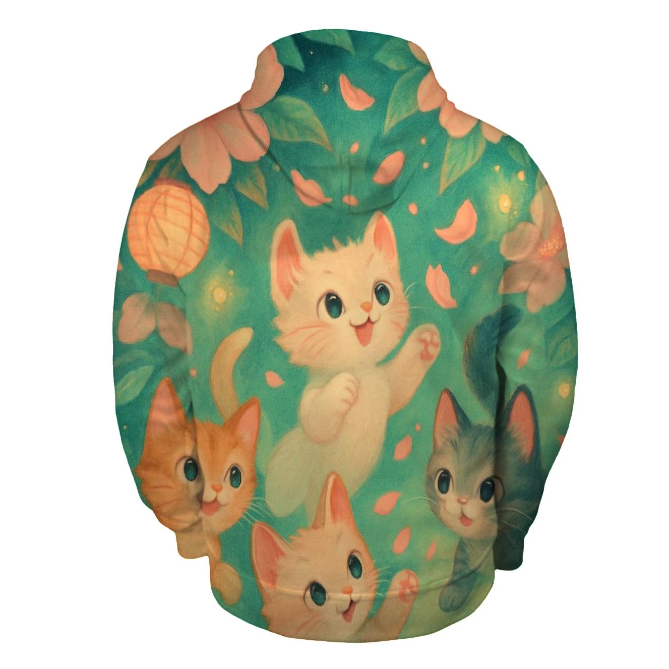 Lantern Garden Kittens In Bloom Mist printed hoodies