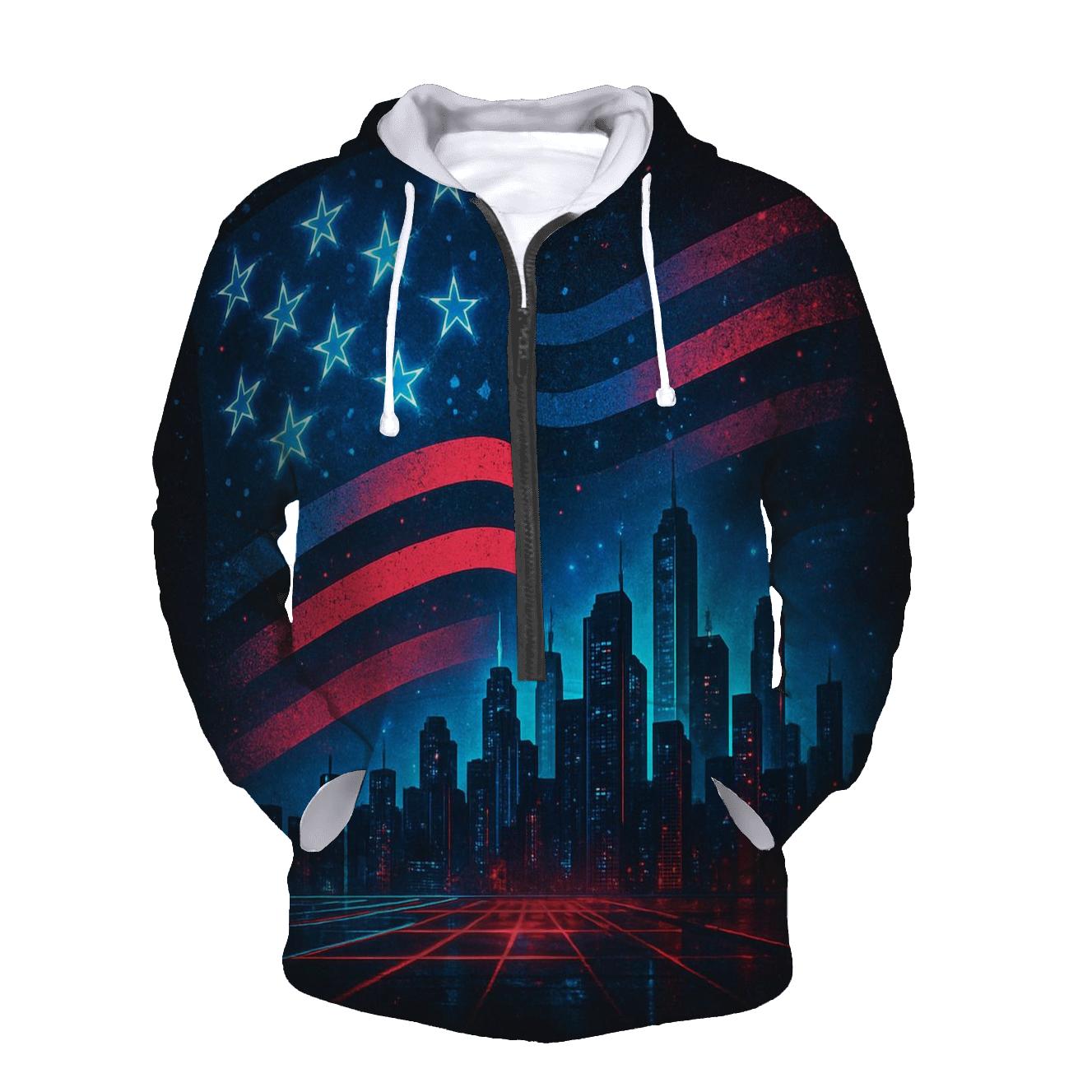 Neon Skyline Flagwave graphic hoodies