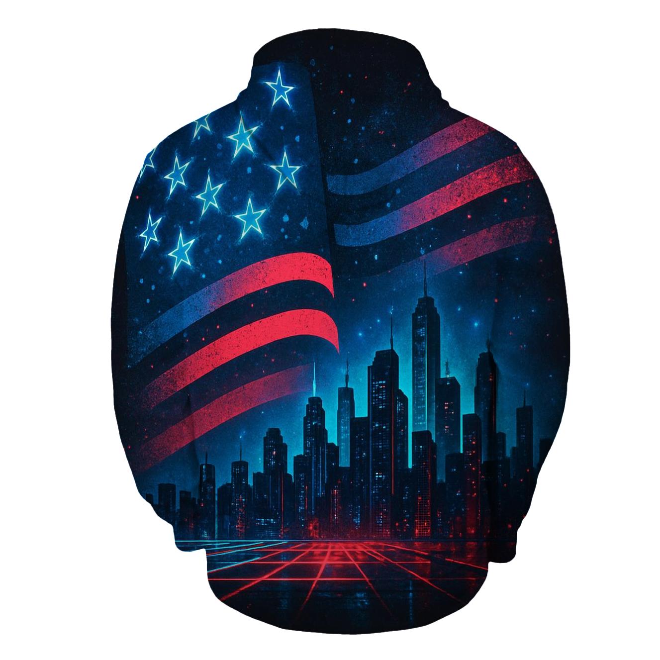 Neon Skyline Flagwave graphic hoodies