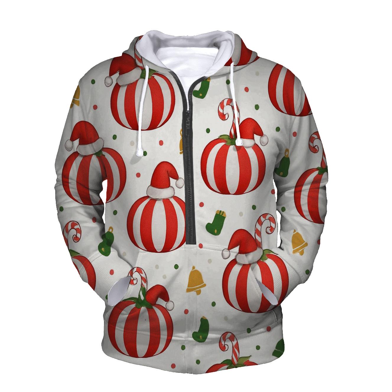 Candy Cane Stripe Pumpkins Scatter On White Background designer hoodies