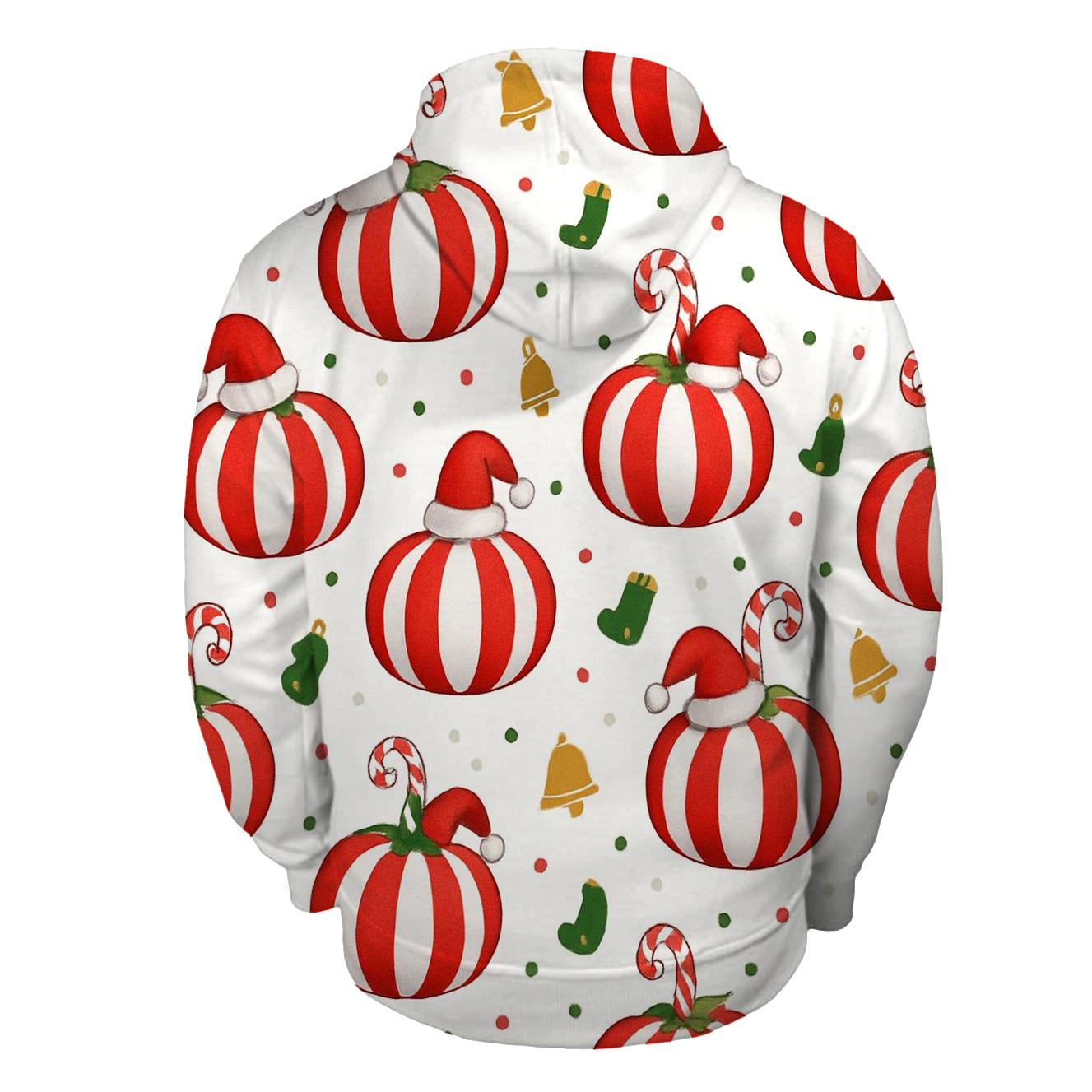 Candy Cane Stripe Pumpkins Scatter On White Background designer hoodies