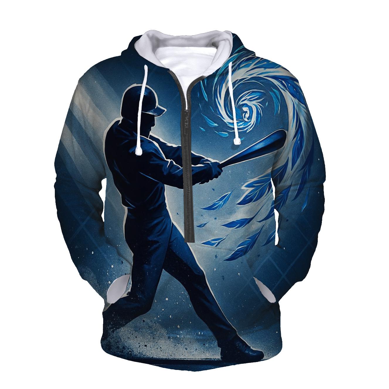 Bat Swing With Blue Jays Feather Vortex lightweight hoodies