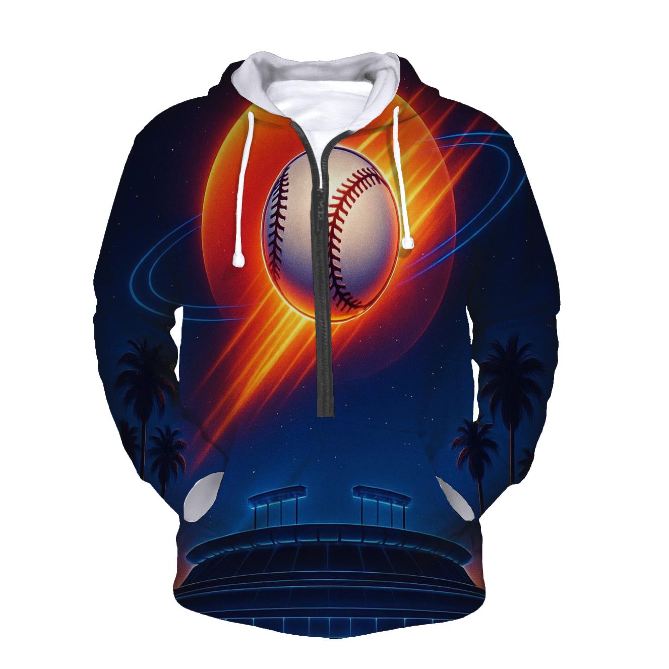 Sunset Orbit Baseball Burst printed hoodies