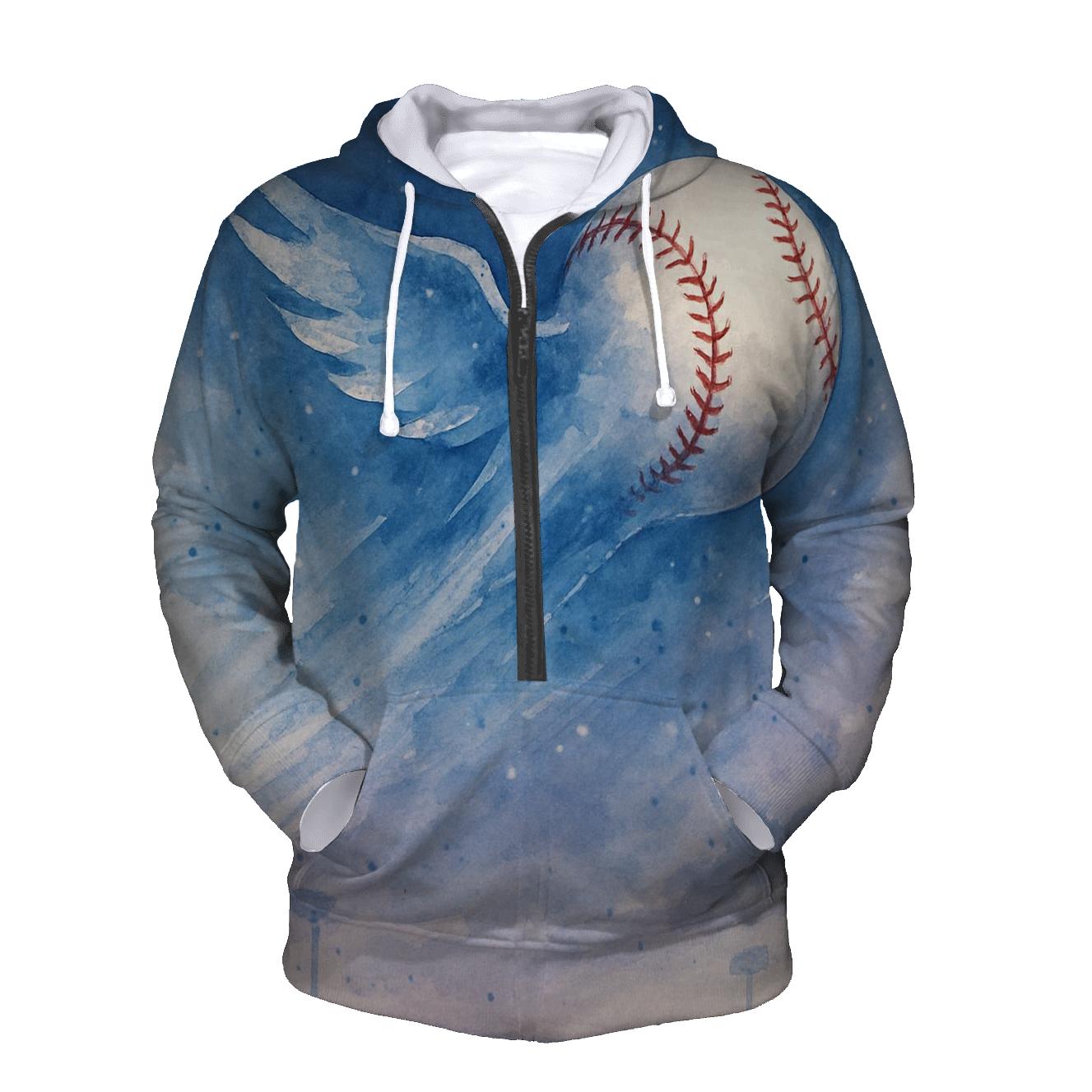 Blue Jays Comet Ball Over Wing Shaped Clouds printed hoodies