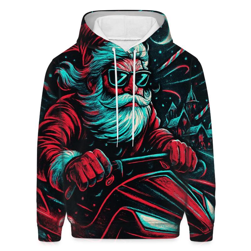 Neon Night Sleigh Rider Santa hoodies fashion