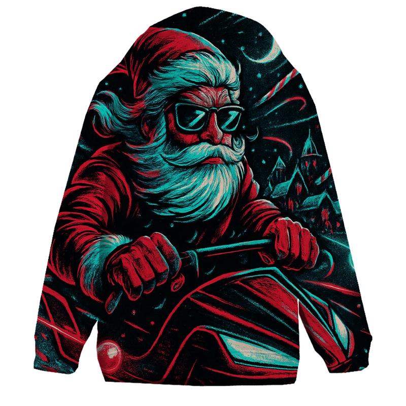 Neon Night Sleigh Rider Santa hoodies fashion