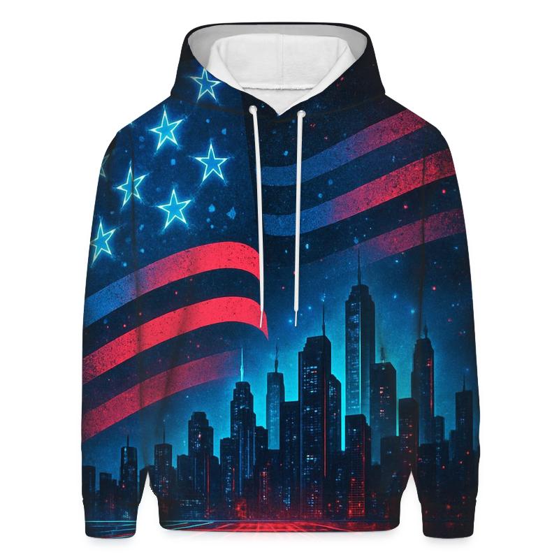 Neon Skyline Flagwave premium hoodies