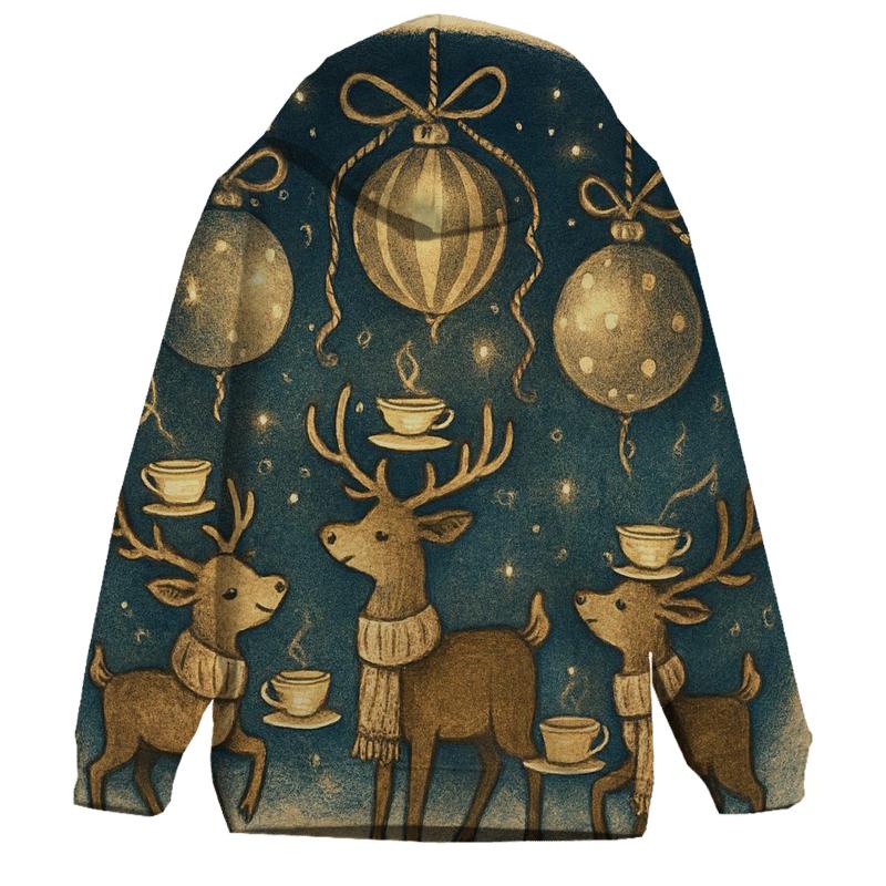 Reindeer Tea Party Under Floating Ornaments heavyweight hoodies