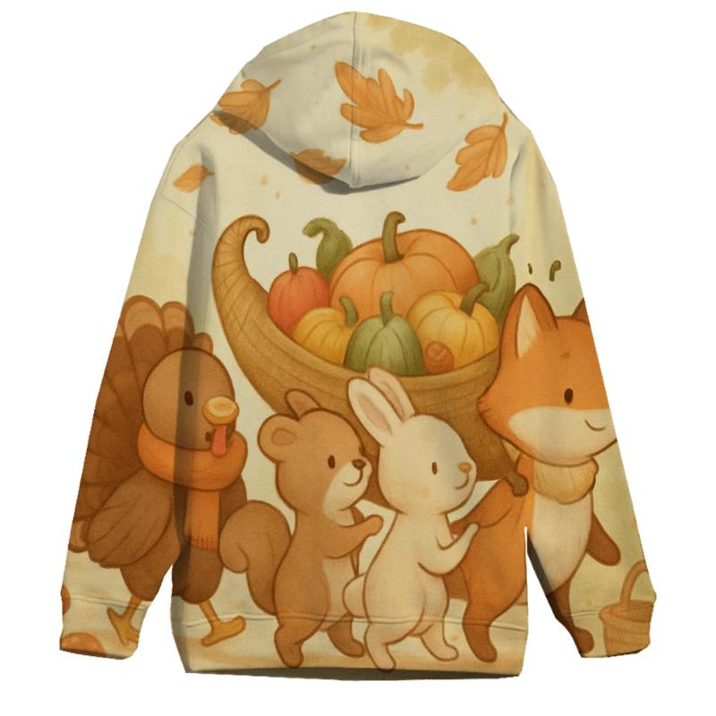 Woodland Friends Harvest Parade lightweight hoodies