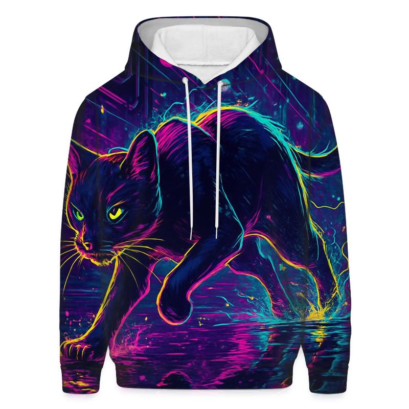 Neon Alley Circuit Cat pullover hoodies