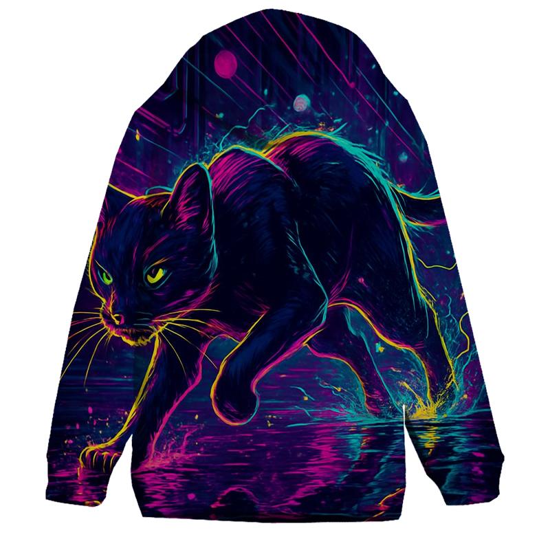 Neon Alley Circuit Cat pullover hoodies