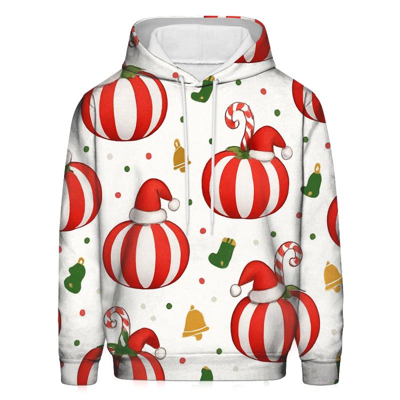 Candy Cane Stripe Pumpkins Scatter On White Background custom hoodies