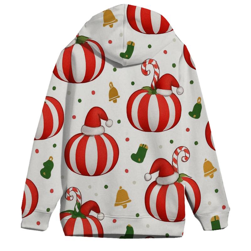 Candy Cane Stripe Pumpkins Scatter On White Background custom hoodies