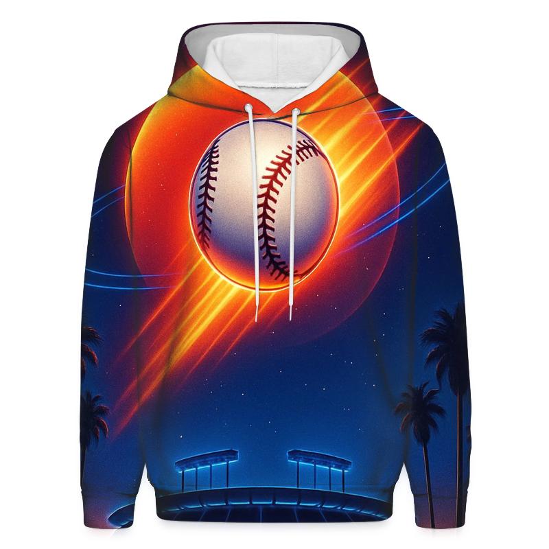 Sunset Orbit Baseball Burst hoodie trends