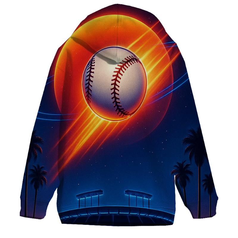 Sunset Orbit Baseball Burst hoodie trends